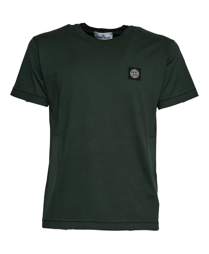 

Приталенная футболка с нашивкой и логотипом, зеленая. Stone Island, зеленый