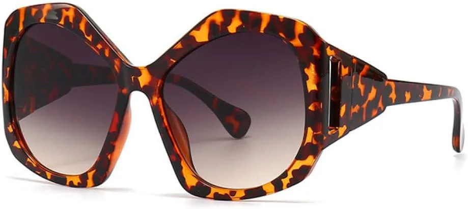 

Крупные многоугольные солнцезащитные очки для женщин и мужчин в винтажной черной оправе, солнцезащитные очки с защитой от УФ-излучения UV400 LANGSER, Leopard Tea