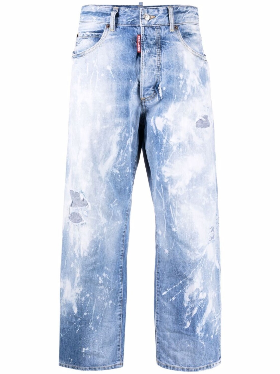

DSQUARED2 широкие джинсы с эффектом разбрызганной краски, синий