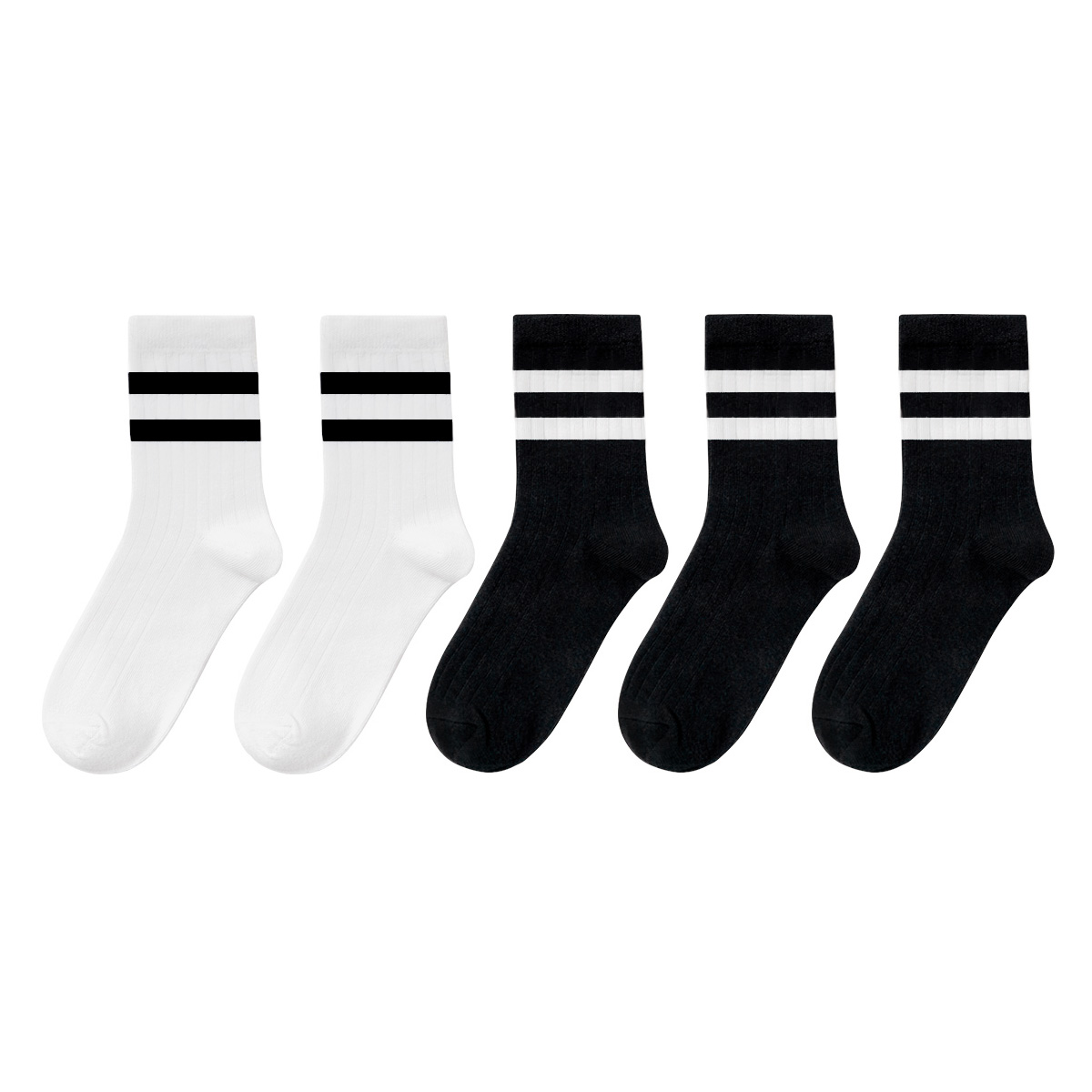 

Носки до середины голени унисекс, 5 пар MIIOW, 5 Pack (Striped Black)