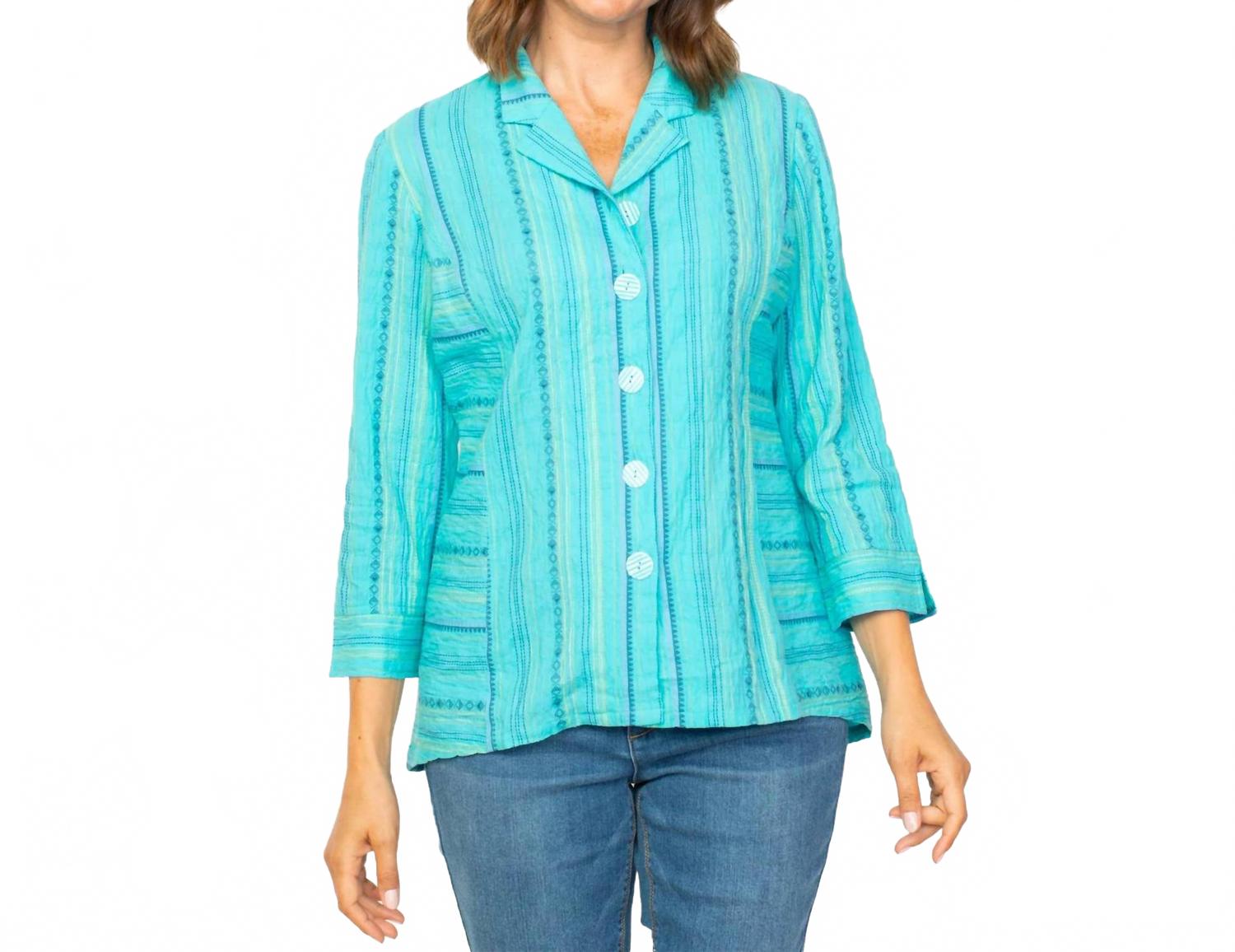 

Бохо рубашка с рельефными швами цвета морской волны Habitat, Seaglass