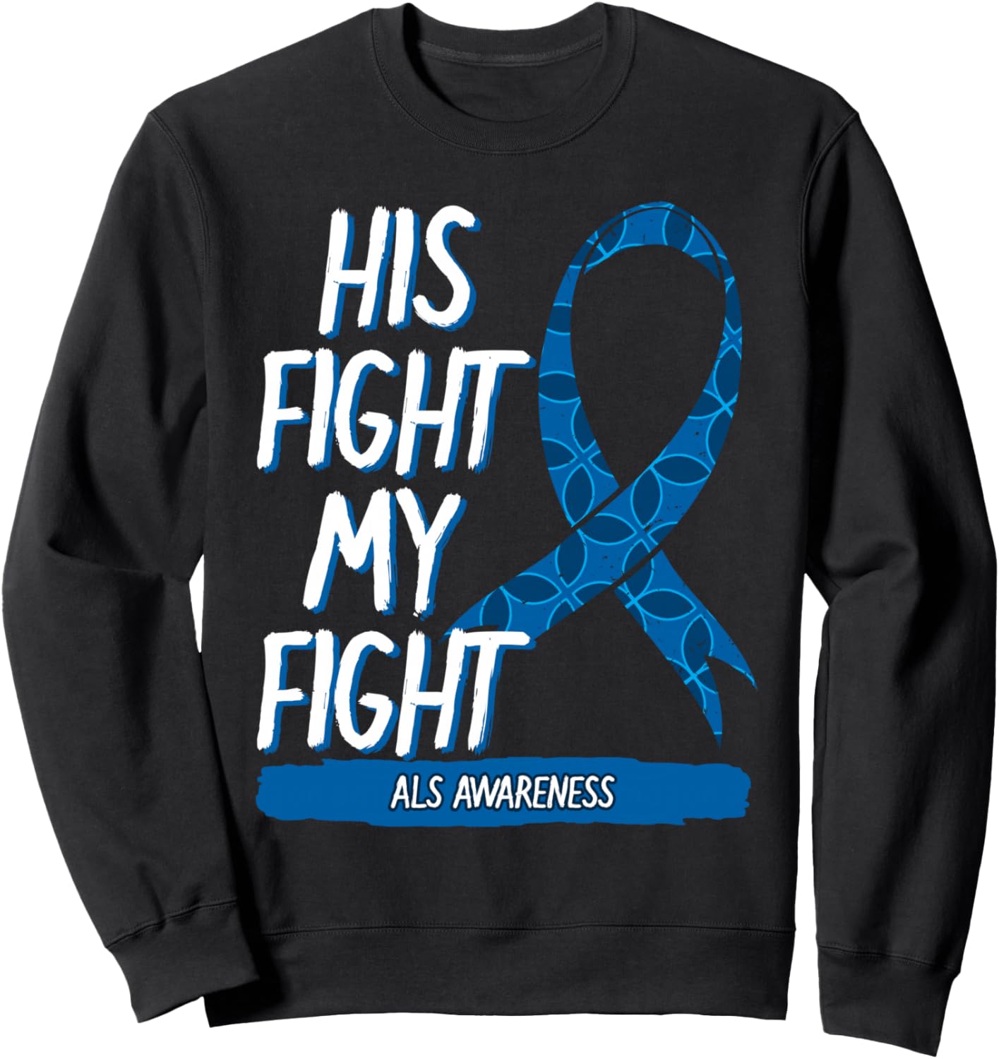 

Толстовка с надписью «Его борьба, моя борьба, БАС (боковой амиотрофический склероз)», черная Cute Als Disease Awareness Apparel