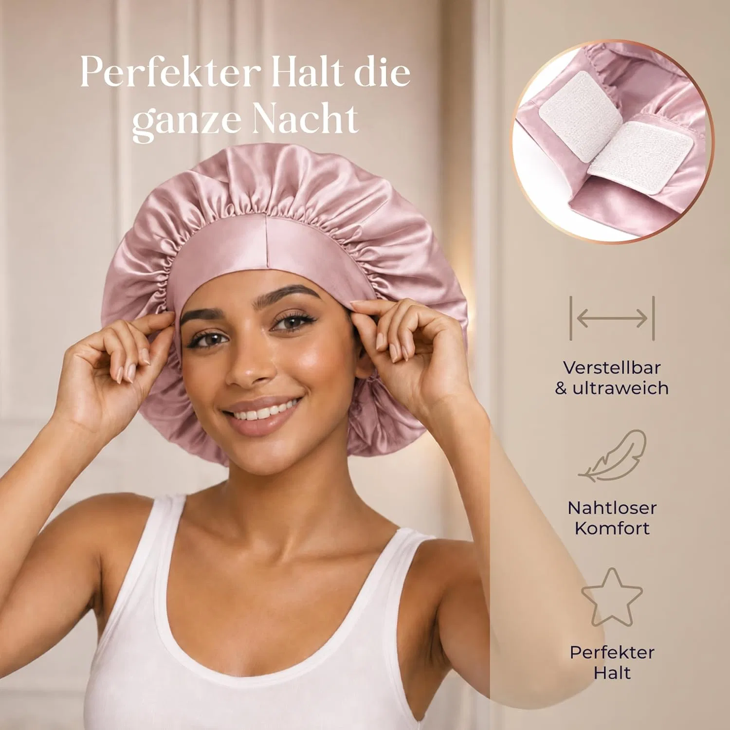 Шелковая шапочка для сна «Oeko-TEX» от Dreamzie Dreamzie, Rosa — фото 3