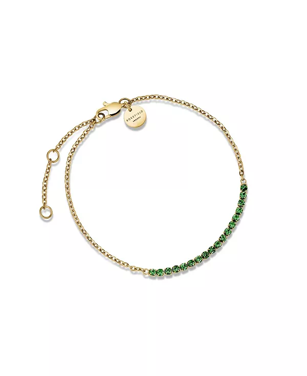 

Теннисный браслет из нержавеющей стали с покрытием из 14-каратного желтого золота Rosefield, green