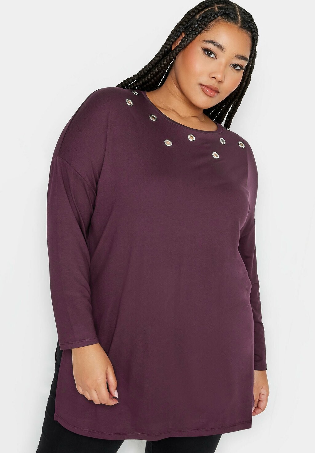 

Футболка с длинным рукавом Eyelet Detail Yours Clothing, фиолетовый