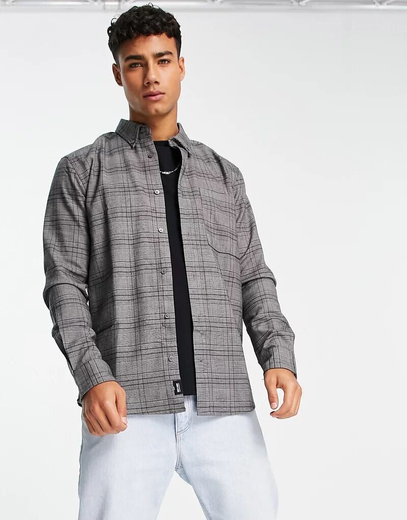 

Only & Sons – элегантная куртка-рубашка темно-серого цвета в клетку, Серый, Only & Sons – элегантная куртка-рубашка темно-серого цвета в клетку