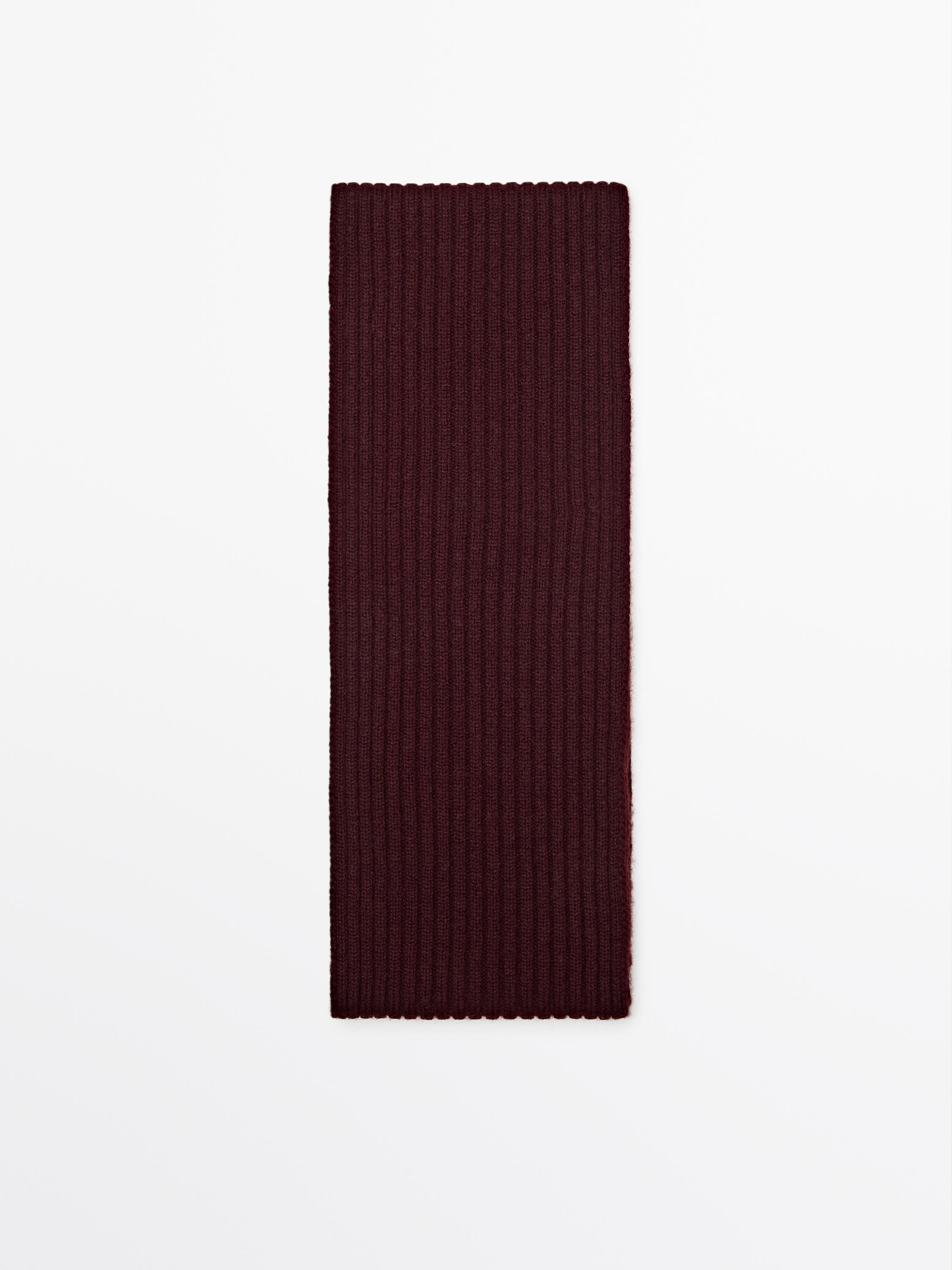 

Шарф из тонкой ребристой ткани Massimo Dutti, бургундия