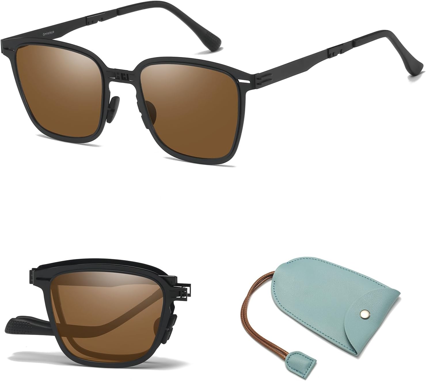 

Поляризованные складные солнцезащитные очки для женщин и мужчин, легкие складные солнцезащитные очки с металлической оправой, квадратной формы, прочные солнцезащитные очки GMKATEYE, 02 Brown