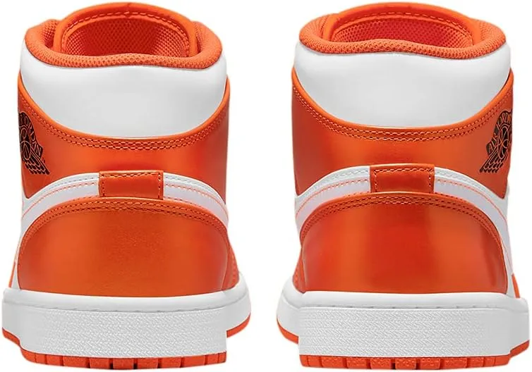 Мужские кроссовки Jordan Air 1 Mid Hi-Top Nike, белый/черный/оранжевый — фото 4