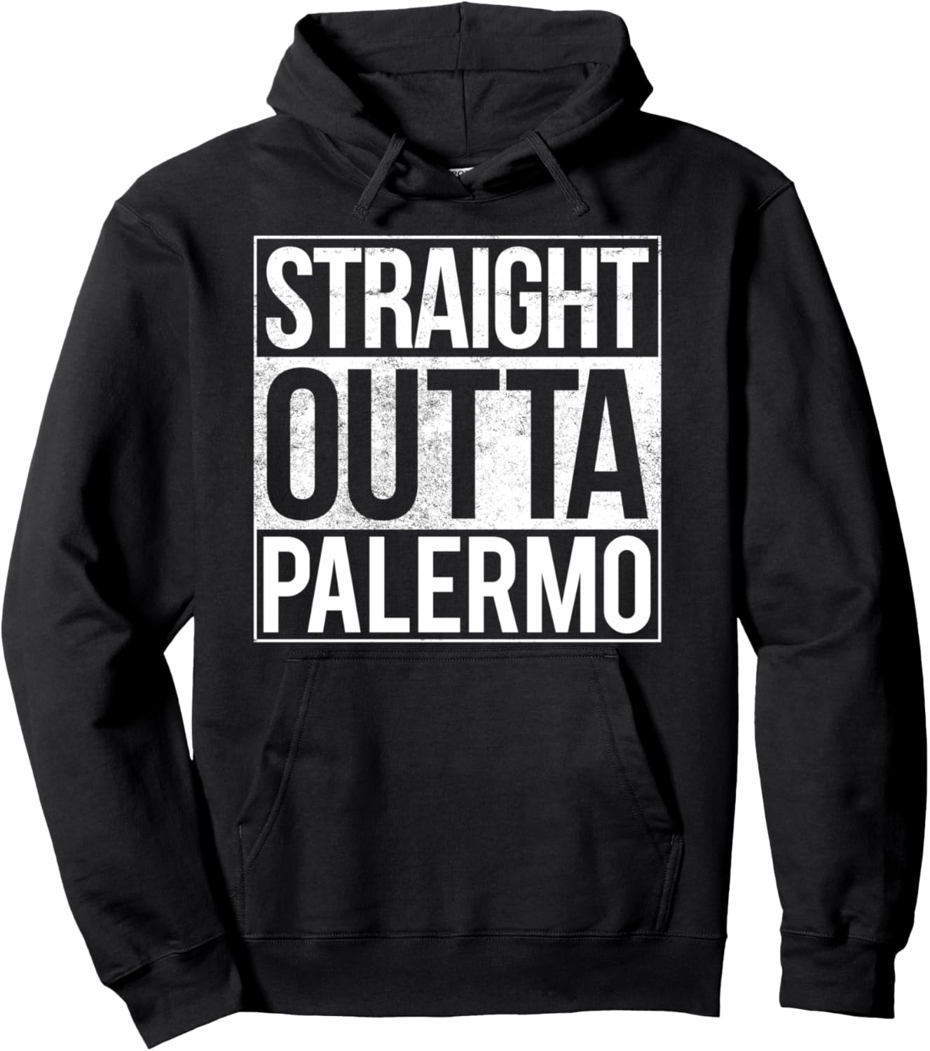 

Худи Palermo Sicili Italian Gift Straight Outta Palermo, черная Check Out Palermo Italian Gifts