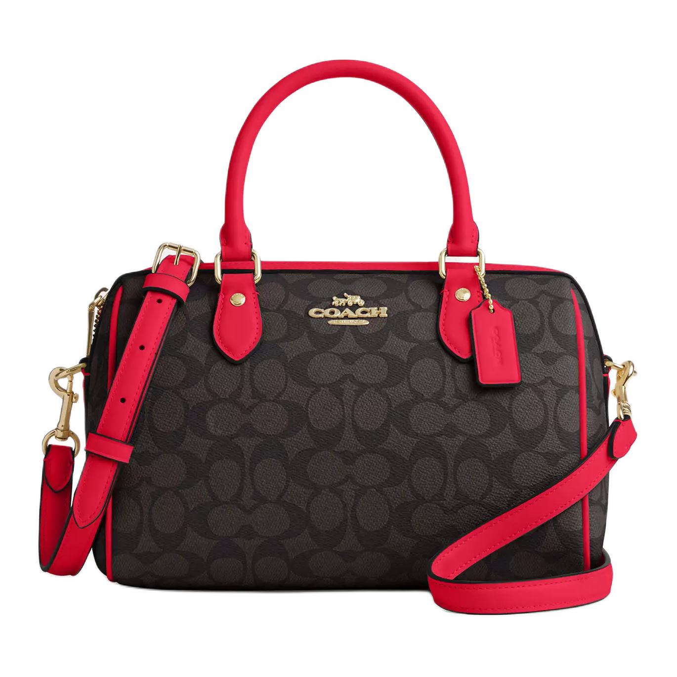 

COACH Сумка через плечо Rowan из прорезиненной ткани среднего размера женская красная