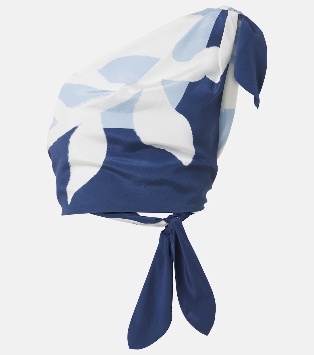 

Шелковый укороченный топ с цветочным принтом Portia SIR, Blue Sorentto