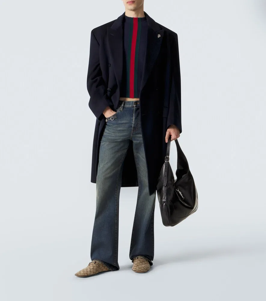 Джинсы Gucci расклешенные с пряжкой-уздечкой, синий — фото 2