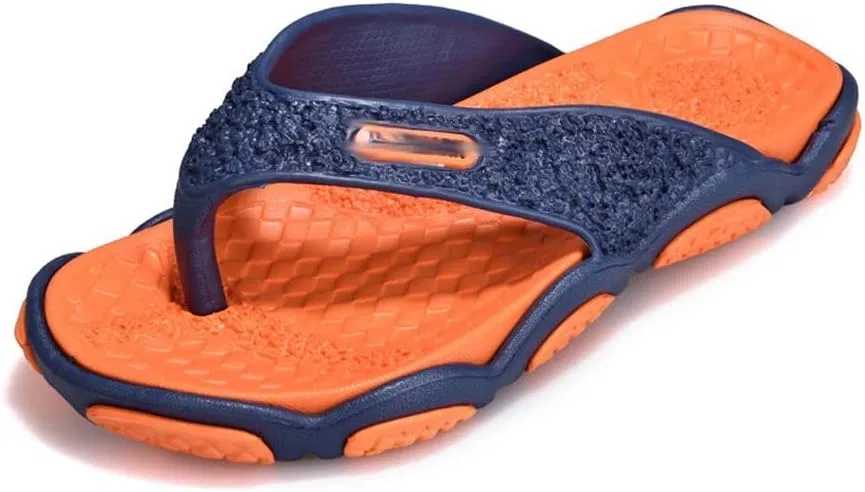 Sandalen Männer Sommer Мужские шлепанцы Badezimmer Hausschuhe Mode Sommer Strand Sandale atmungsaktiven Outdoor -Strand Шлепанцы Mann Sandalenblau, 8.5 UK Generic, Orange