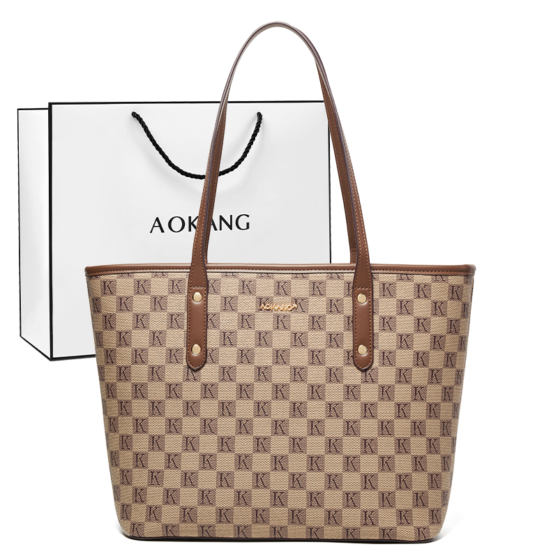 

AOKANG PVC мамина сумка через плечо большая женская кофе/экрю