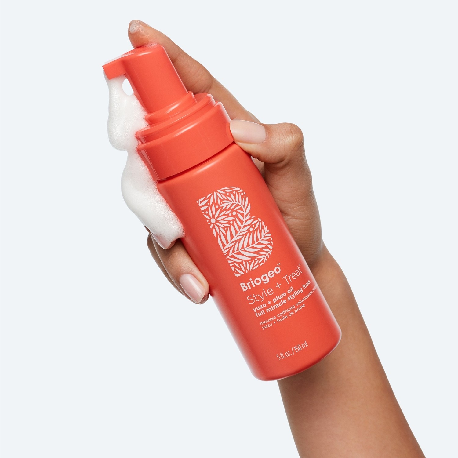 Мусс для волос style + treat yuzu + pflaumenöl full miracle styling-schaum Briogeo, объем 150 мл — фото 4