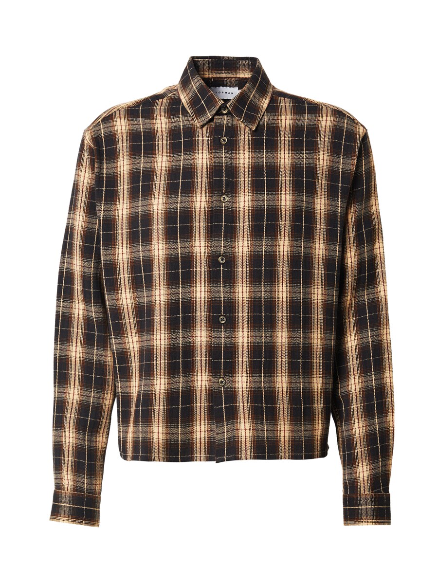 

Рубашка на пуговицах классического кроя TOPMAN, коричневый/темно-коричневый
