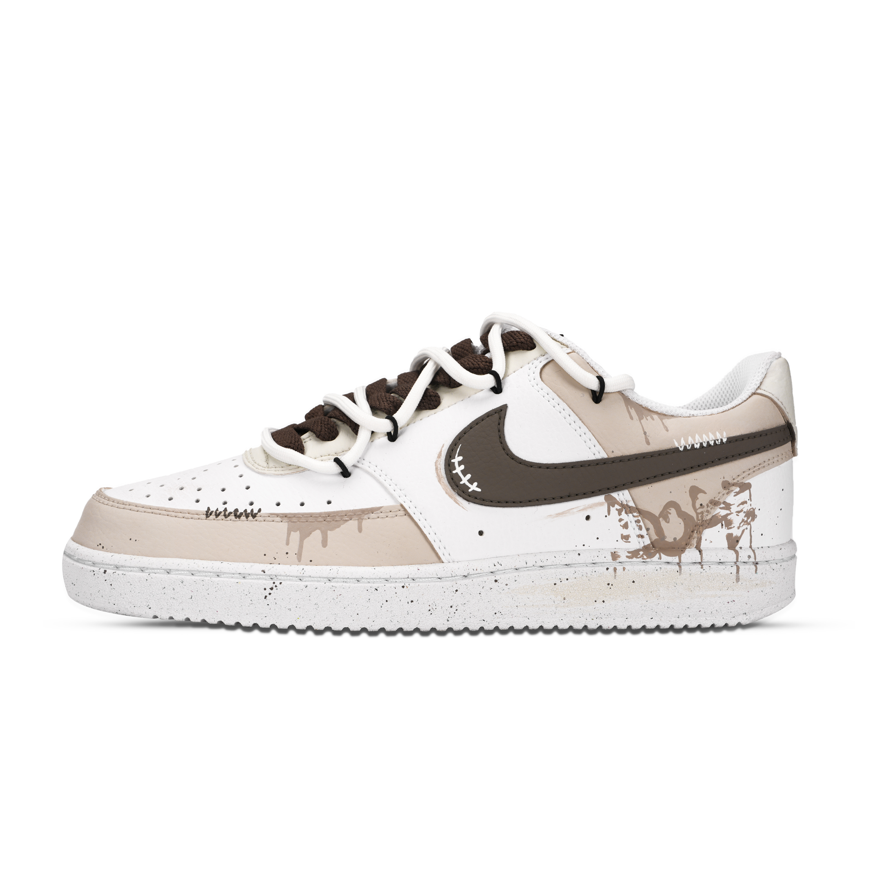 

Nike Кроссовки Court Vision 1 Palm Silk Cream, износостойкие, низкие, для скейтбординга, мужские, белого и коричневого цветов