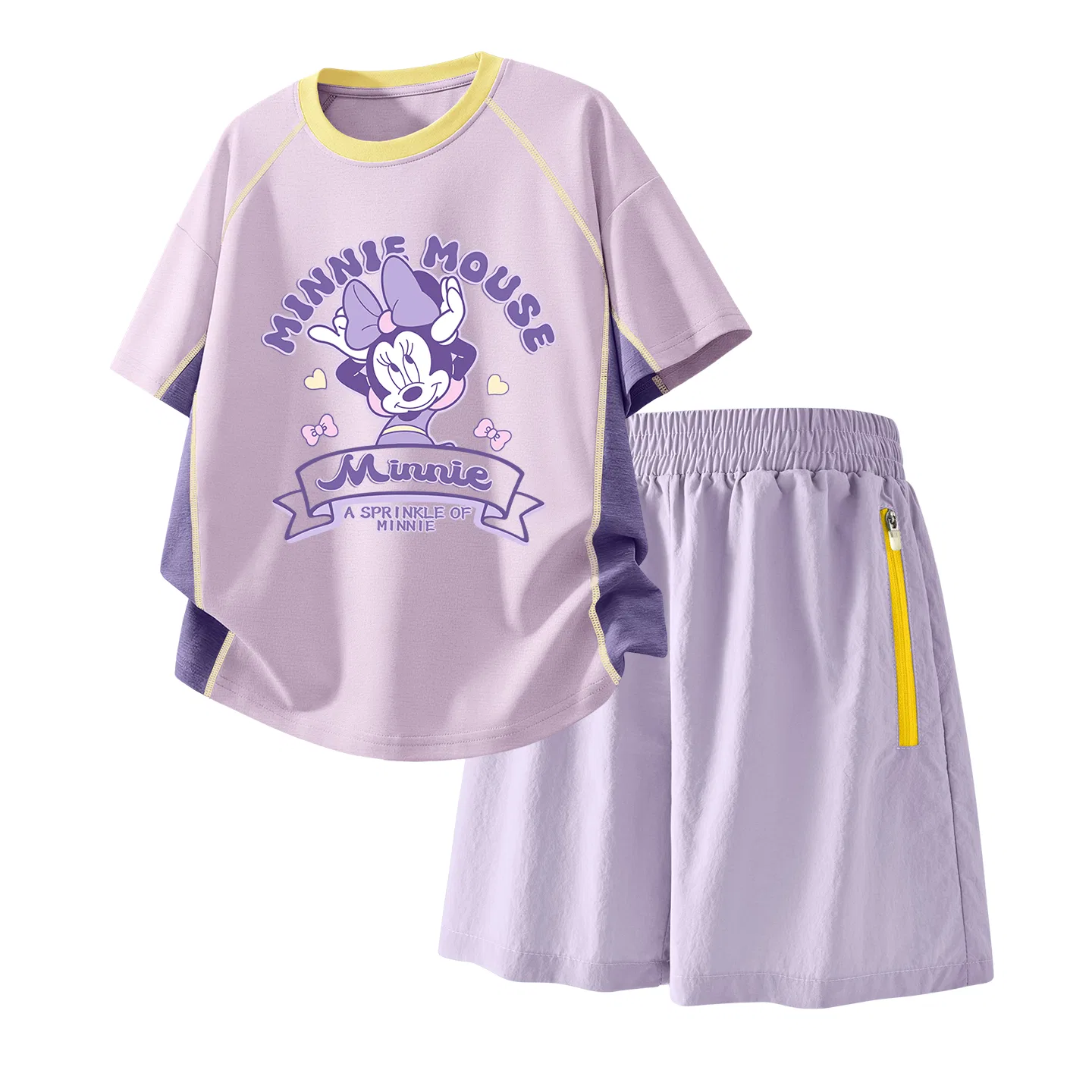 Детский спортивный костюм Casual Sportswear 2 Piece Set Disney, Di Color Tape Purple+Solid Color Taro Paste Purple