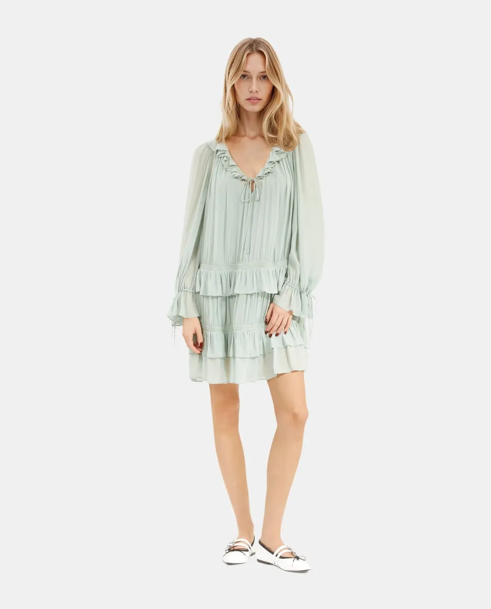 

Короткое платье с бантом и оборками The Kooples, синий