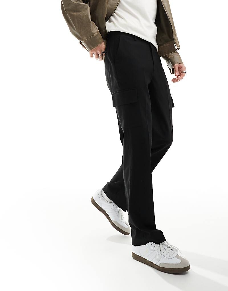 

ASOS DESIGN – элегантные черные брюки-карго прямого кроя