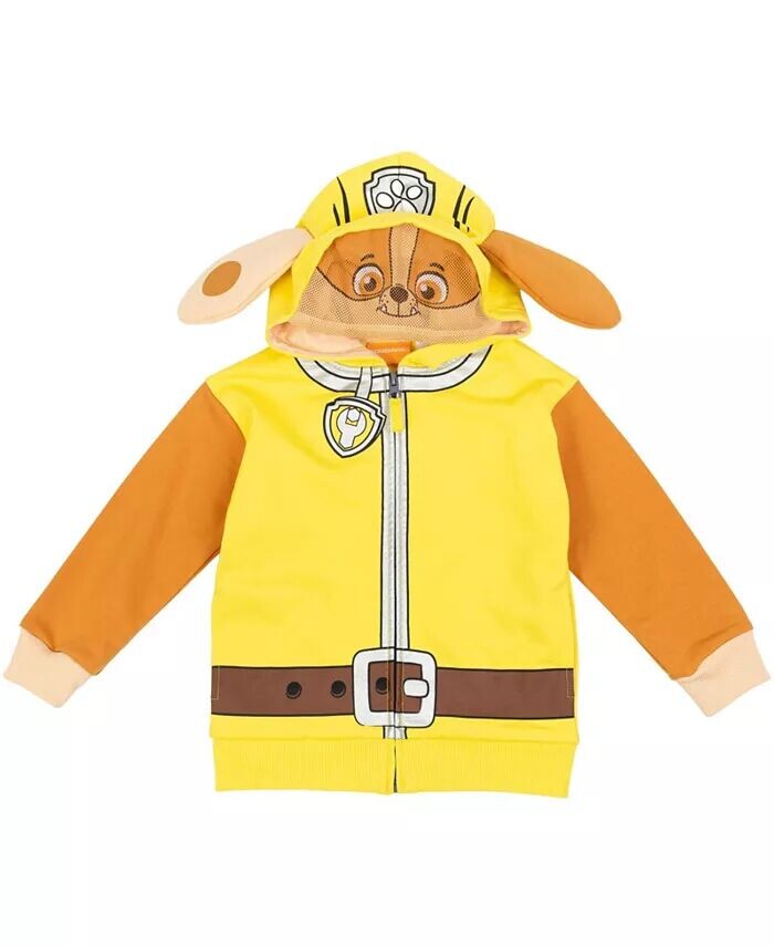 Флисовый пуловер с капюшоном на молнии для мальчиков Rubble Chase Skye Paw Patrol, желтый — фото 4