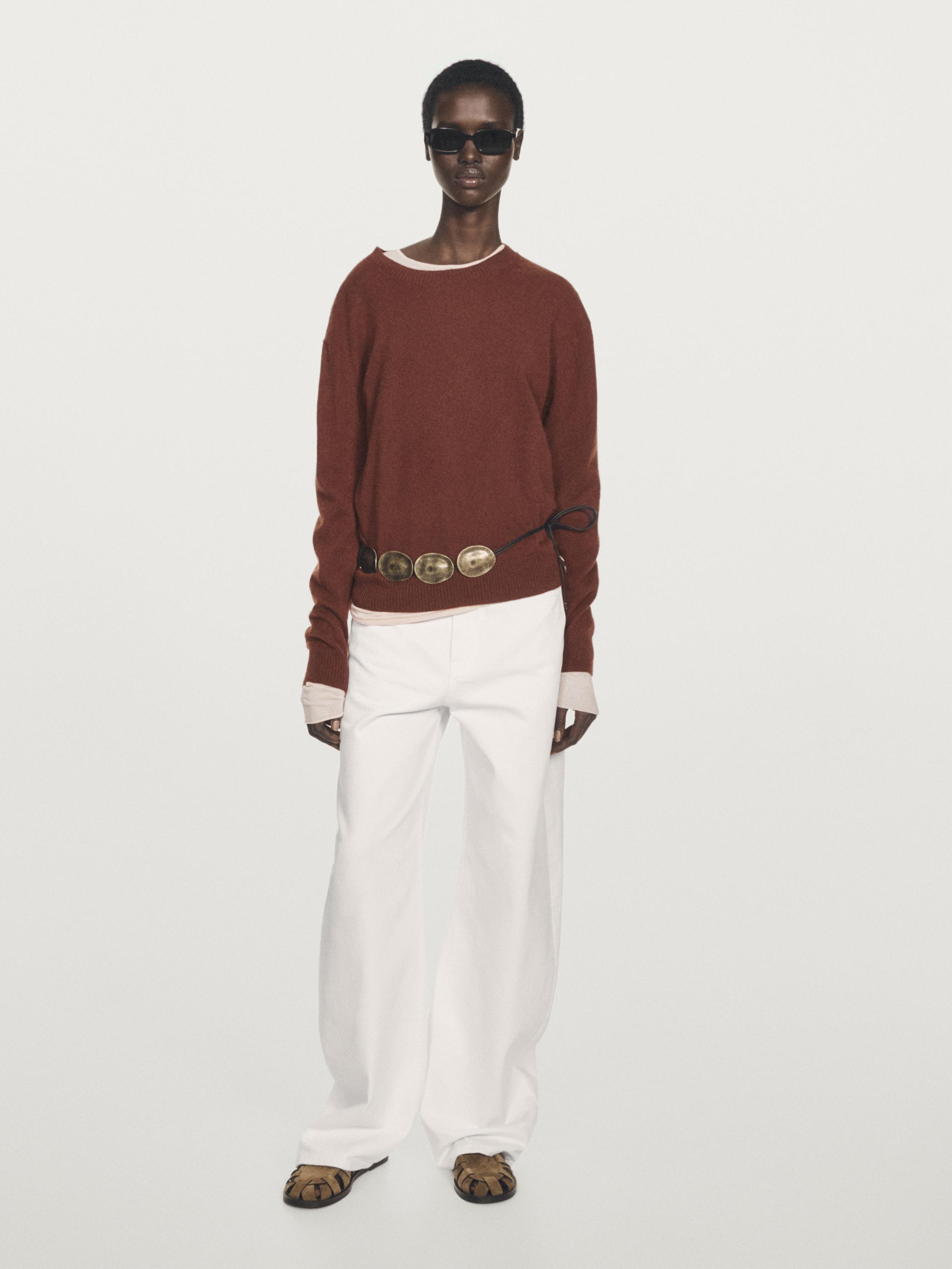 

Свитер с круглым вырезом из 100% кашемира Massimo Dutti, Terra-Cotta