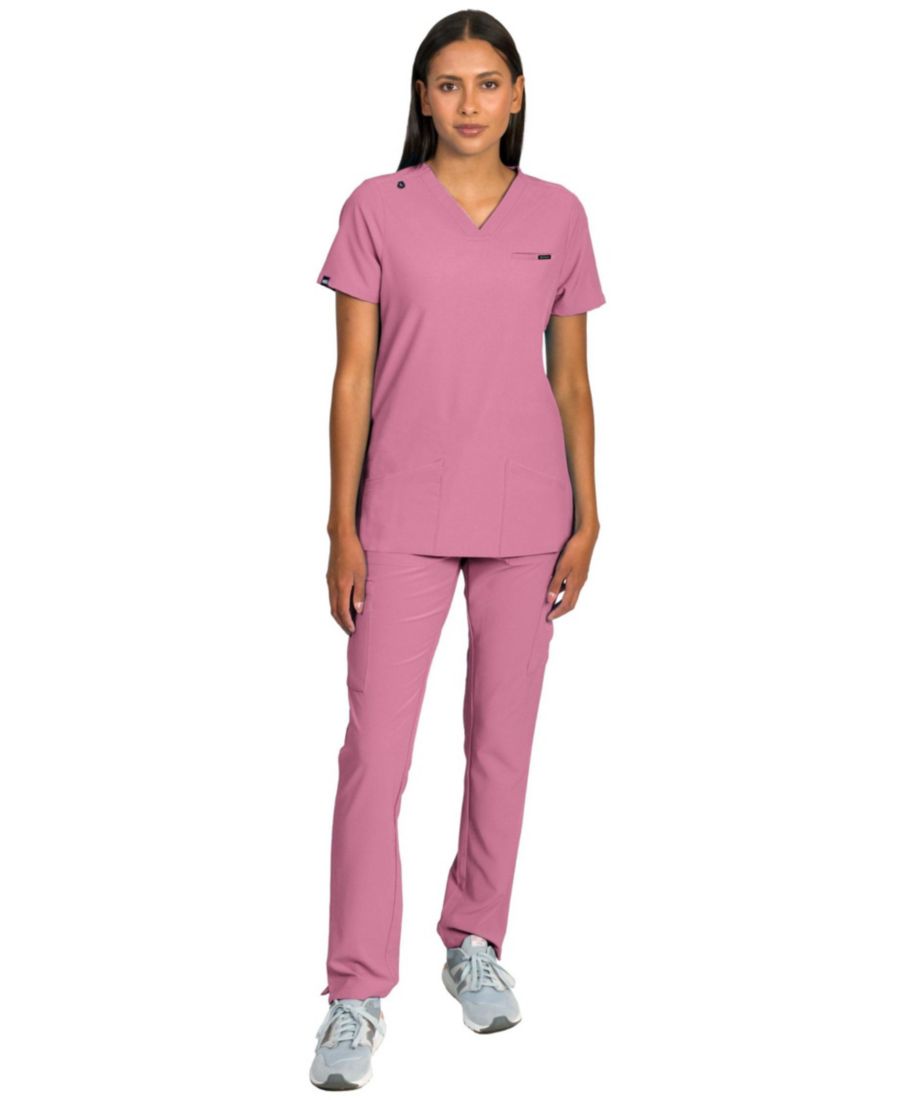 

Женский медицинский комплект Liliana, состоящий из топа с четырьмя карманами и узких брюк прямого кроя Medgear, Mauve