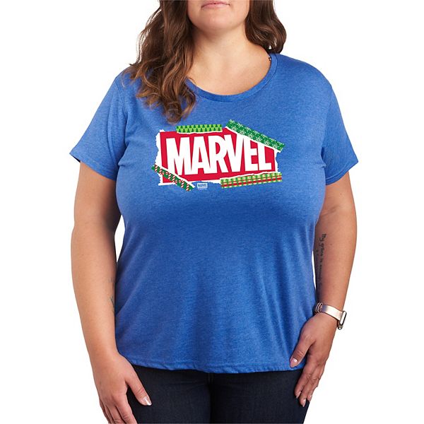 

Футболка с новогодним принтом в стиле подарочной упаковки Plus size Marvel, Heather Royal Blue, Синий, Футболка с новогодним принтом в стиле подарочной упаковки Plus size Marvel, Heather Royal Blue