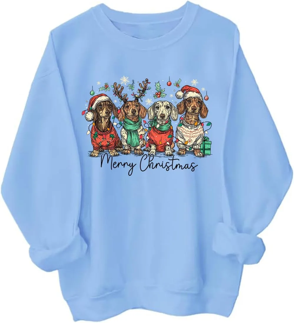 

Свитшот с веселым таксой на Рождество BTGRL