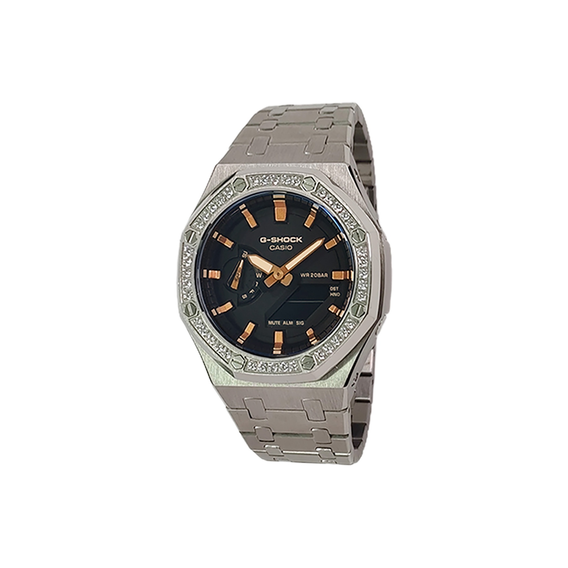 

Часы Casio G-Shock Analog-Digital 2100 Series, арт. GA-2100SKE-7A, серебристый/черный/стразы