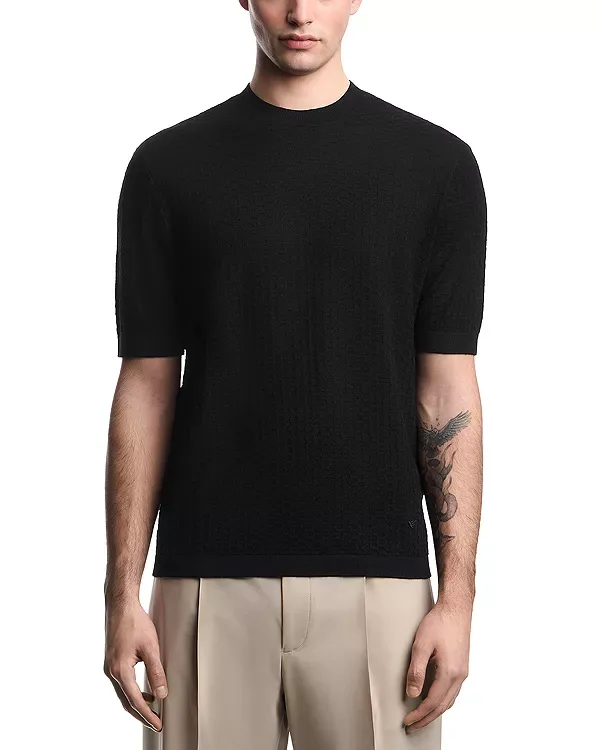 Свитер-Пуловер с узором в виде сот Emporio Armani, Black