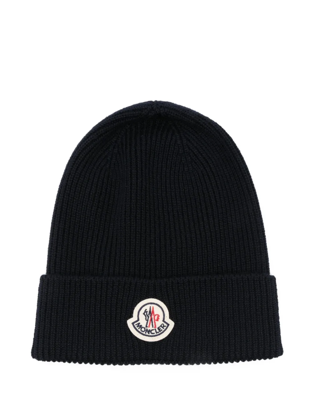 

Шапка бини в рубчик с нашивкой-логотипом MONCLER, синий