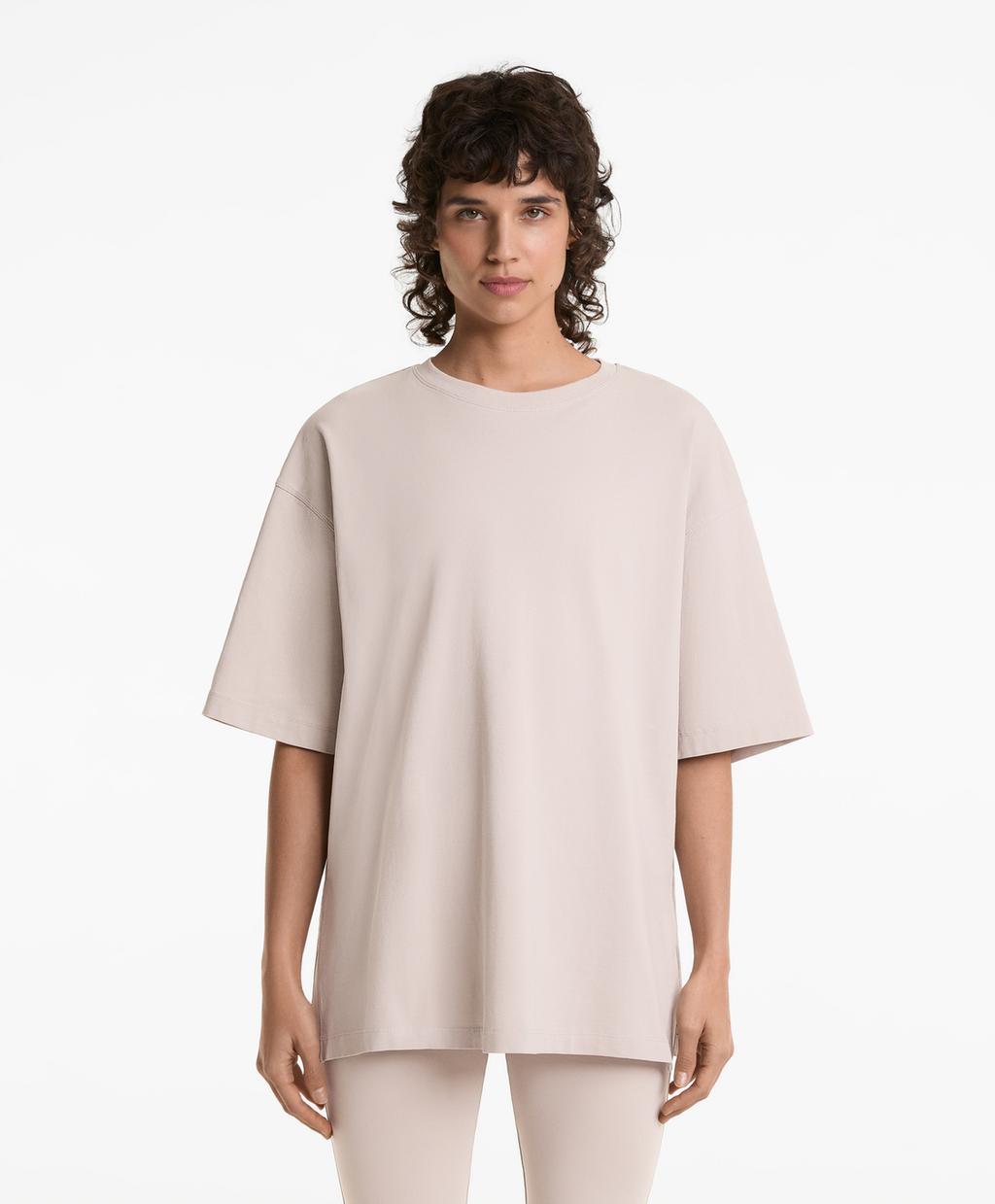 

Футболка из хлопчатобумажной смеси с коротким рукавом Oysho, серо-коричневый