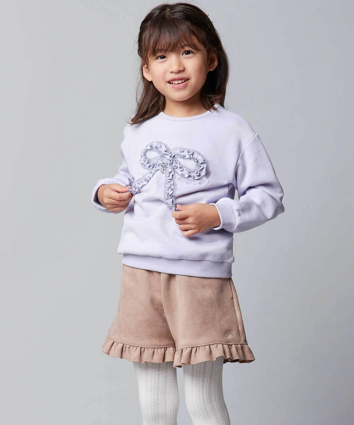 Детские шорты с оборками BeBe из искусственной замши бордовые — фото 4
