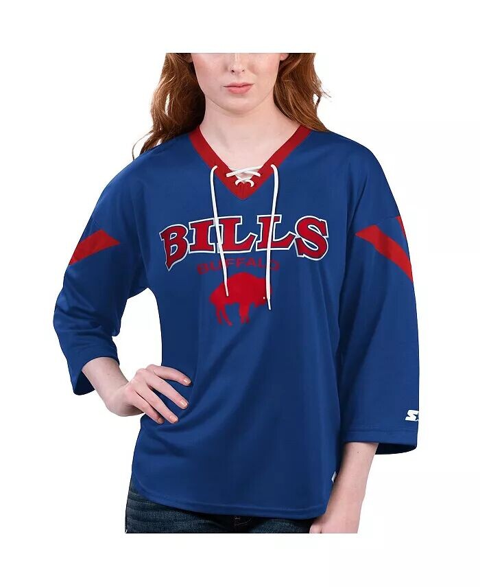 

Женская футболка Royal Buffalo Bills Rally со шнуровкой и рукавом 3/4 Starter