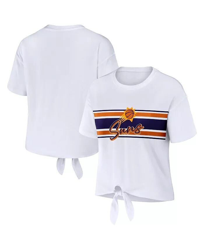 

Женская белая футболка Phoenix Suns с завязкой спереди Wear By Erin Andrews