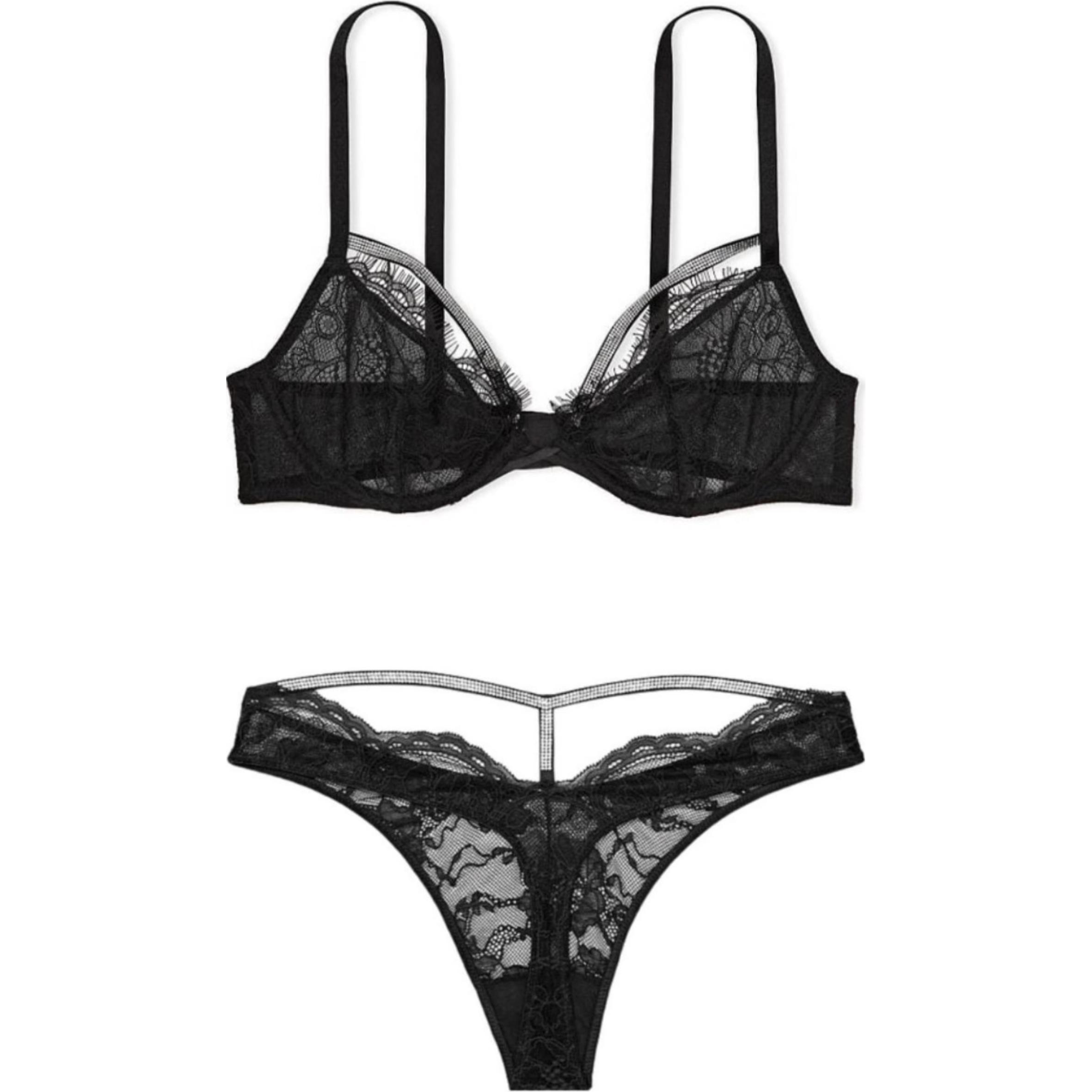 

Комплект нижнего белья женский черный Victoria's Secret, Комплект (Черный)