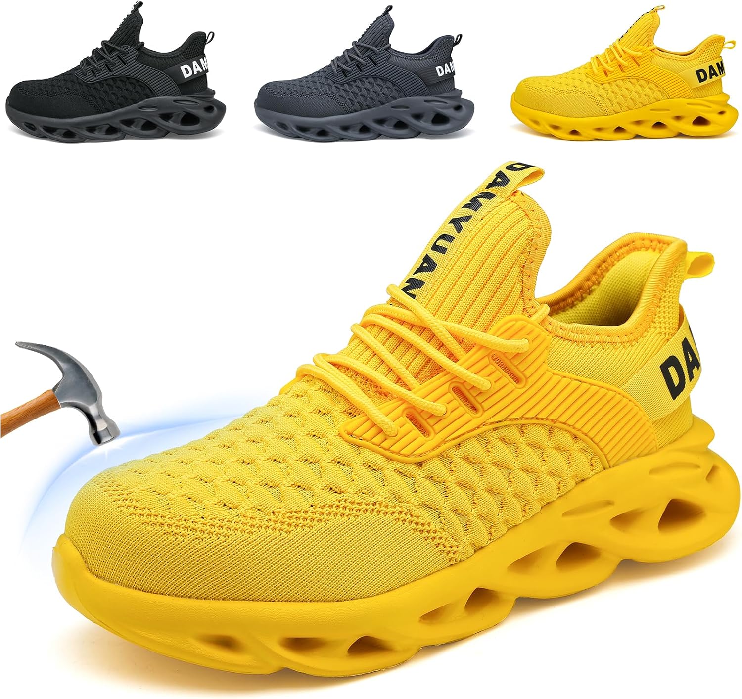 

Мужские кроссовки с защищенным носком CDLHHM, стальные, противоскользящие, неразрушимые, пуленепробиваемые, комфортные, подходят для строительных площадок, складов, транспорта и фабрик, желтый