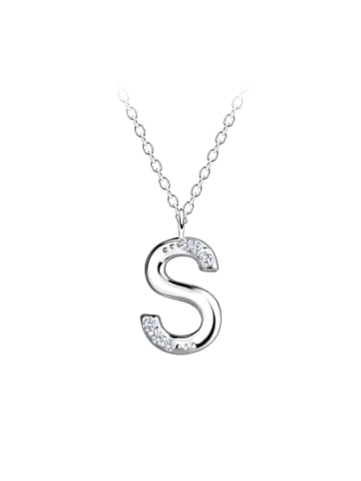 

Alexander York Колье с подвеской в виде буквы S, изготовленное из серебра 925 пробы, состоит из двух частей, вставленных в серебряную оправу