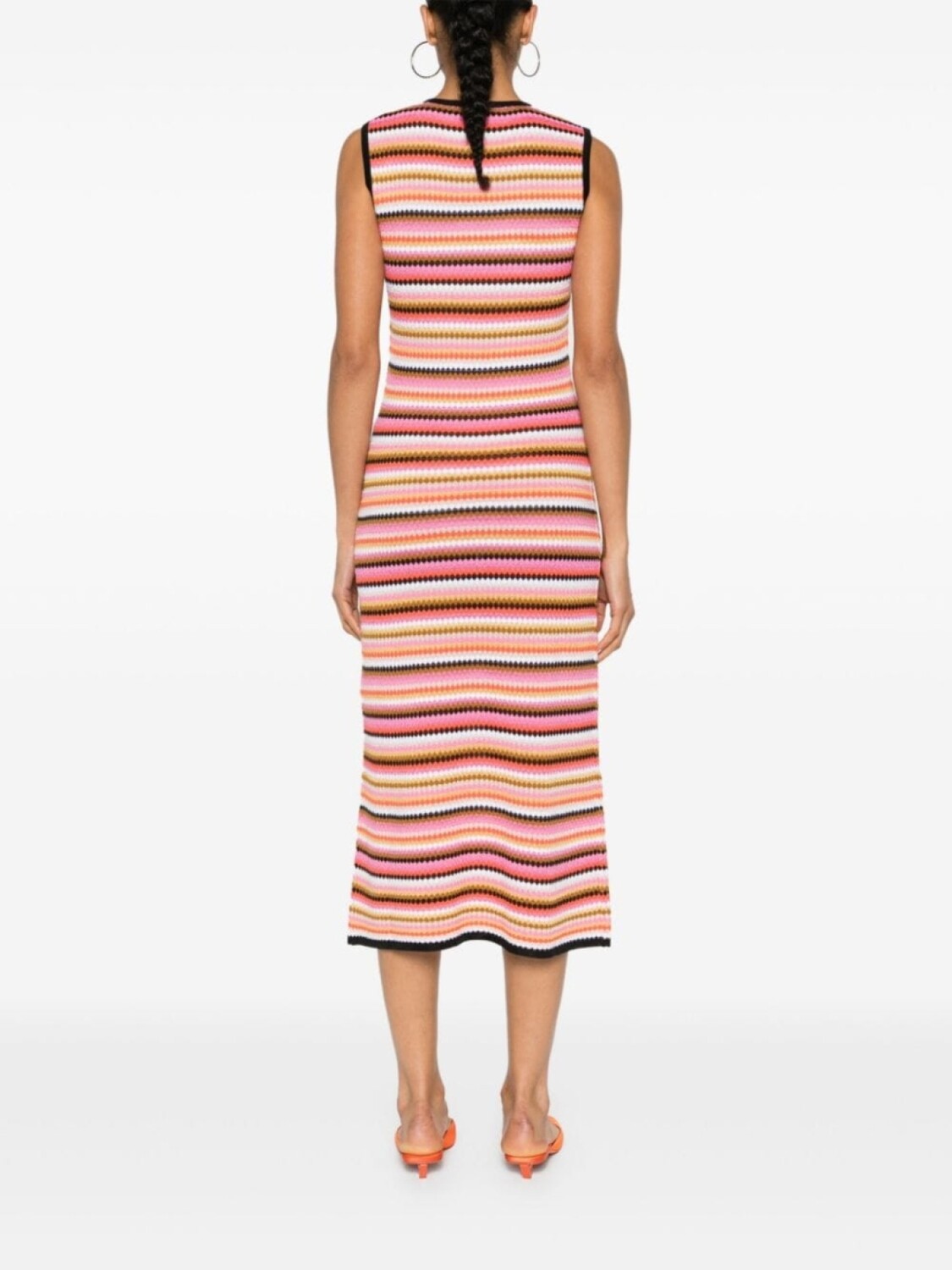 

Missoni полосатое платье макси в рубчик, розовый