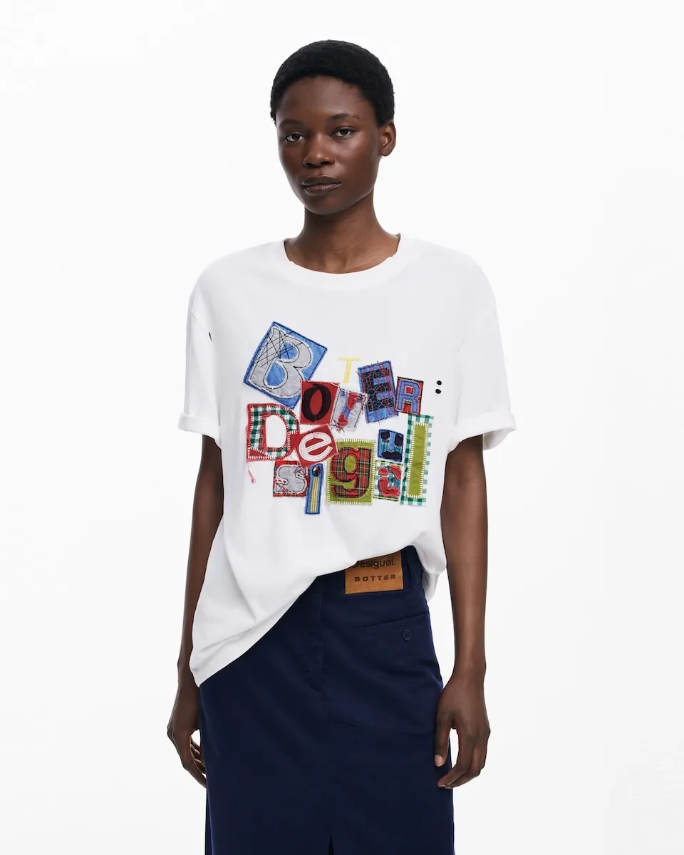 

Женская футболка с коротким рукавом и большим принтом Desigual, белый