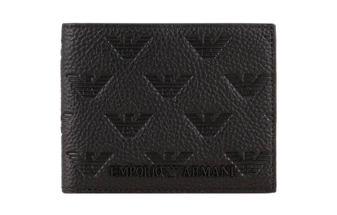 

EMPORIO ARMANI Кожаный кошелек мужской черный, Black
