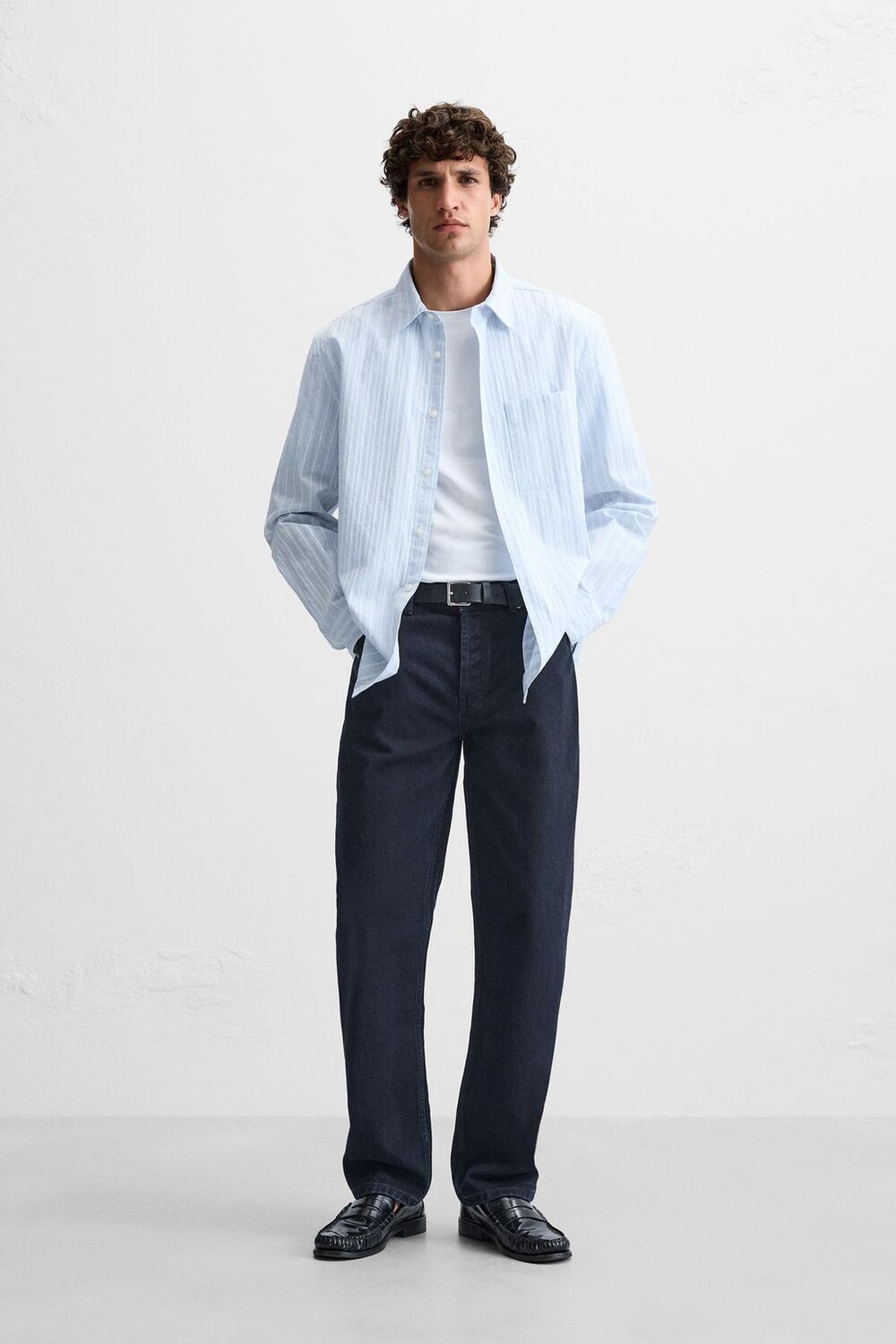 

Полосатая рубашка ZARA, синий/белый