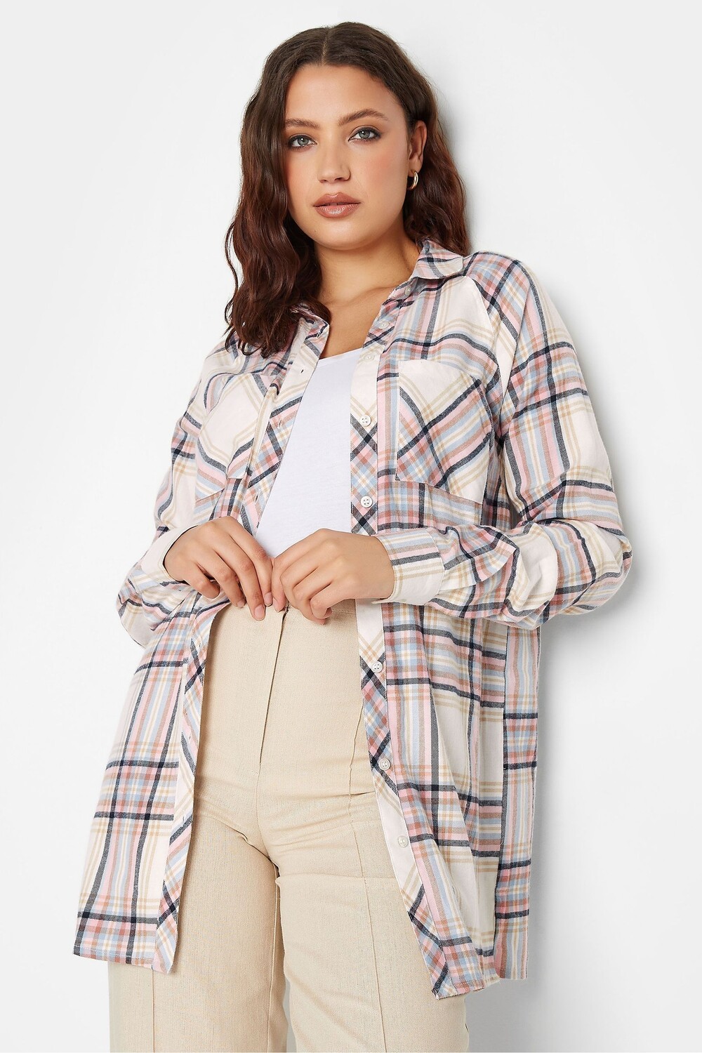 

Рубашка с принтом в клетку реглан Long Tall Sally, белый