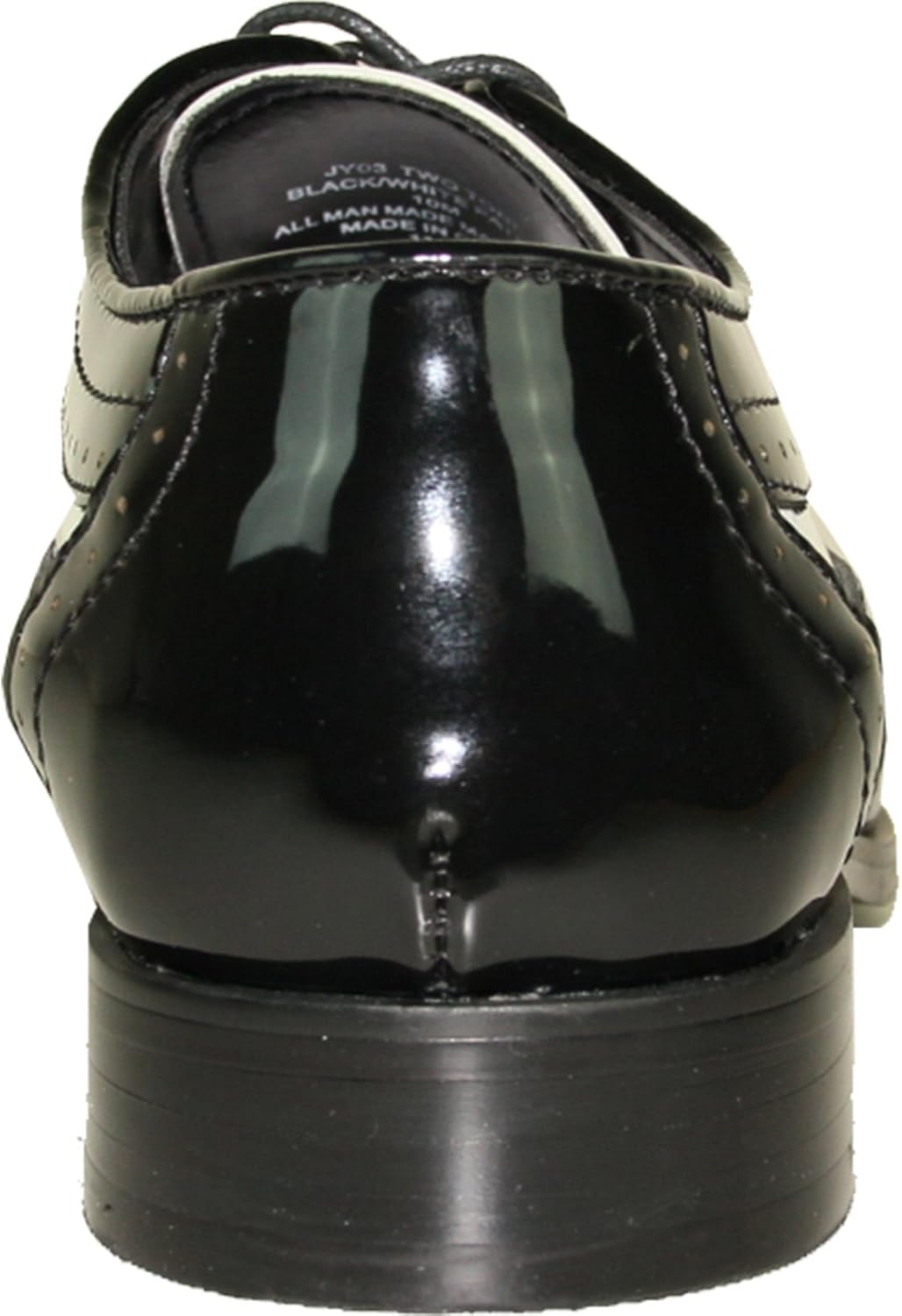 Мужские туфли VANGELO TAB-3 и JY03 Wing Tip Oxford для смокинга, выпускного и свадьбы, черно-белые двухцветные лакированные - доступны широкие размеры Jean Yves — фото 3