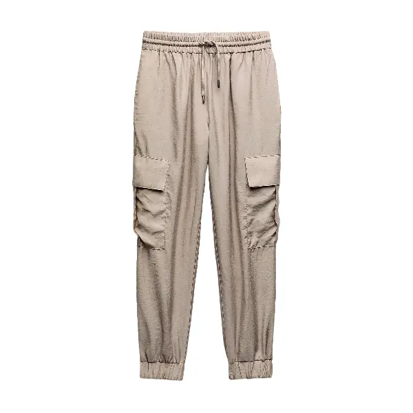 

Брюки Zara Cargo With Elasticated Waistband, бежевый