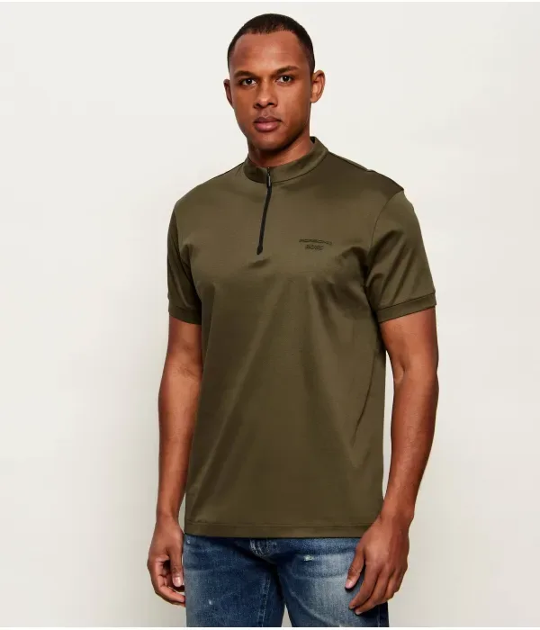 Поло PL_PS Spirit70 QZ regular fit Boss Green, оливково-зеленый