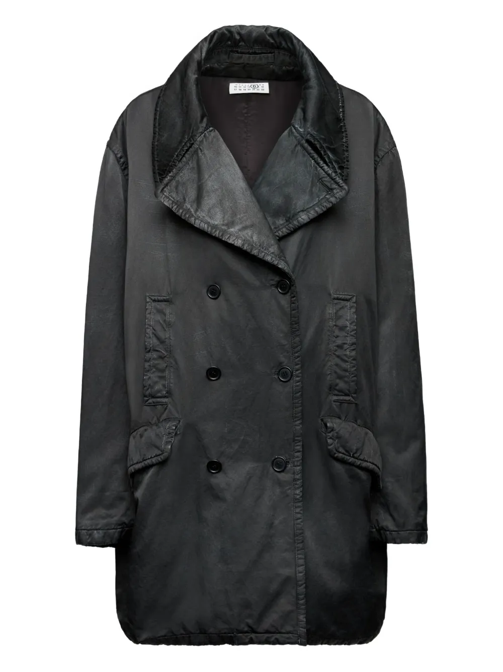 

Двубортное пальто MM6 Maison Margiela, черный
