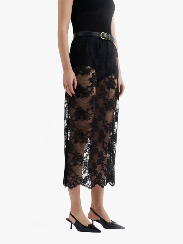 

Элис миди-юбка из шифона с кружевом Malina, Black